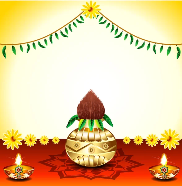 Kalash doré à la noix de coco — Image vectorielle