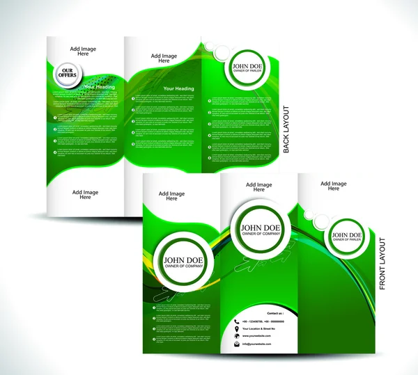 Green Tri Fold Brochure Design — Stock Vector