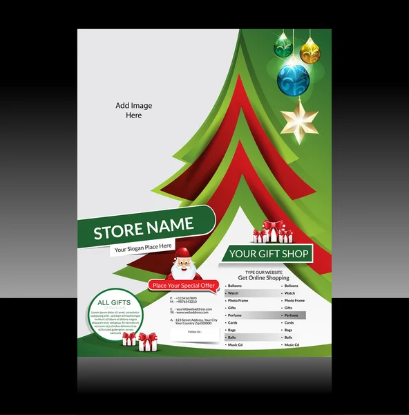 Karácsonyi szórólap tervezés — Stock Vector