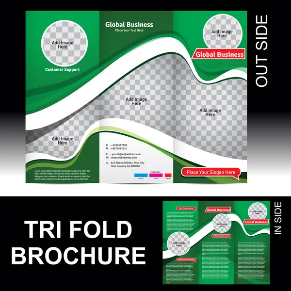 Tri-Fold Global Business Brochure — Stockvector