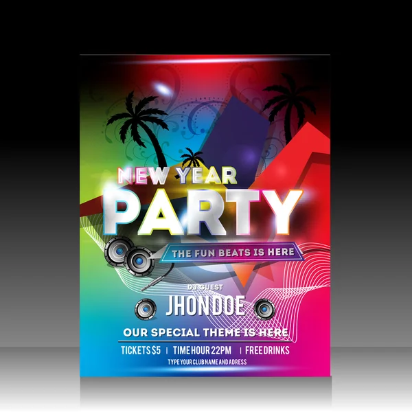 Vektor bunte Neujahrsparty Flyer — Stockvektor