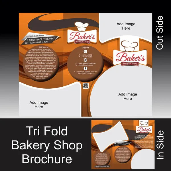 Brochure della panetteria Tri Fold — Vettoriale Stock