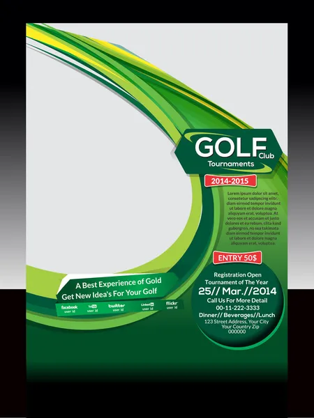 Plantilla de folleto de golf — Archivo Imágenes Vectoriales