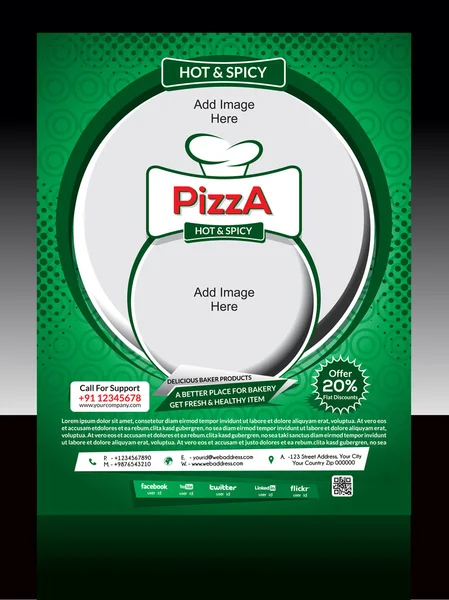 Modèle de dépliant de magasin de pizza — Image vectorielle
