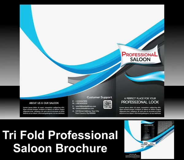 Tri Fold Professional Saloon Brochure — Stock Vector