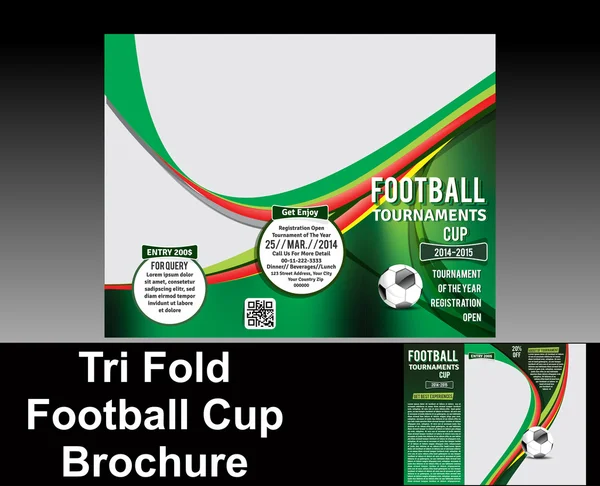 Desenho de brochura de futebol de três dobras — Vetor de Stock