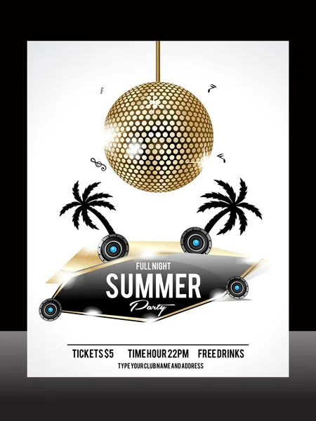 Summer Party Flyer Template — Stock Vector