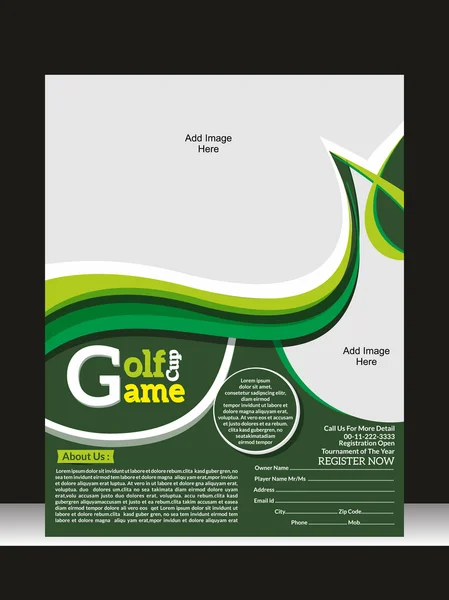 Plantilla de folleto del juego de golf — Archivo Imágenes Vectoriales
