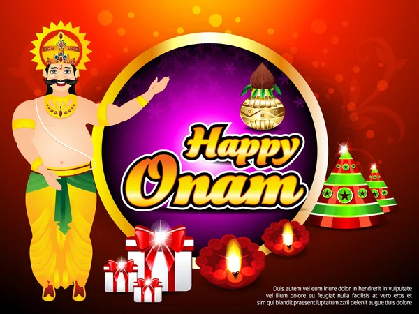 Onam Background With King Mahabali — Stock Vector