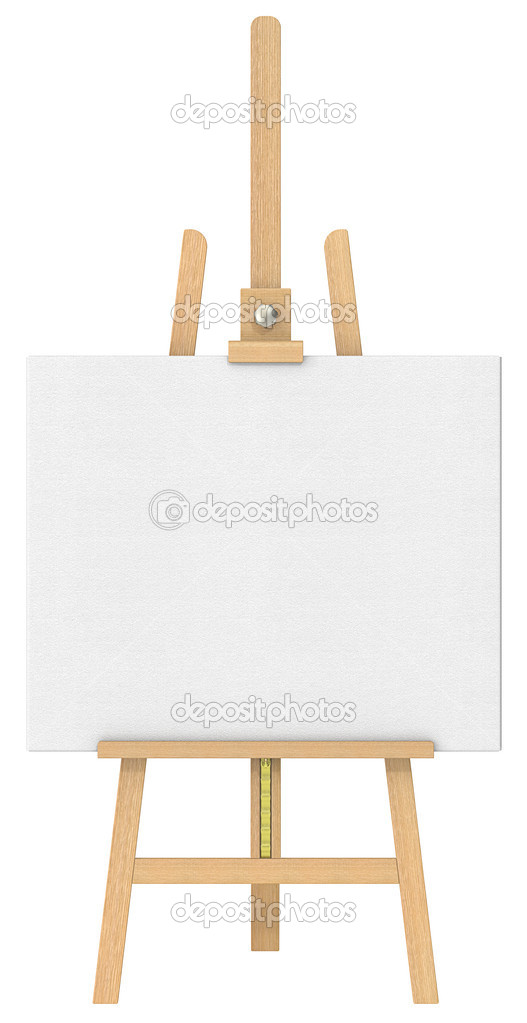 Isolated Easel and Canvas. 