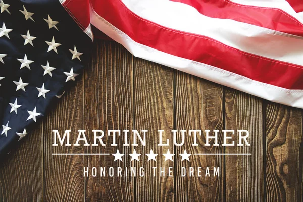 Martin Luther King Day Anniversary Bandera Estadounidense Sobre Fondo Abstracto — Foto de Stock