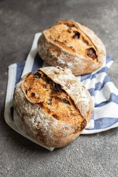 Freshly Baked Sourdough Bread Dried Tomatoes Close — Stockfoto