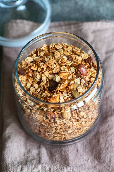 Organic Homemade Granola Muesli Oats Nuts — Stock Photo, Image