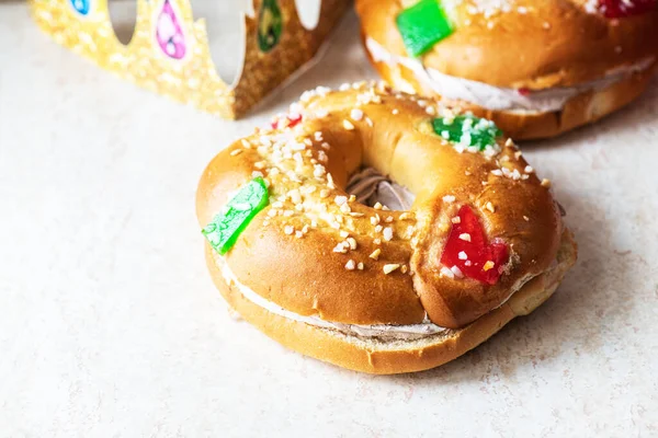 Roscon Reyes Festive Spanish Baking Copy Space — Stock Photo, Image