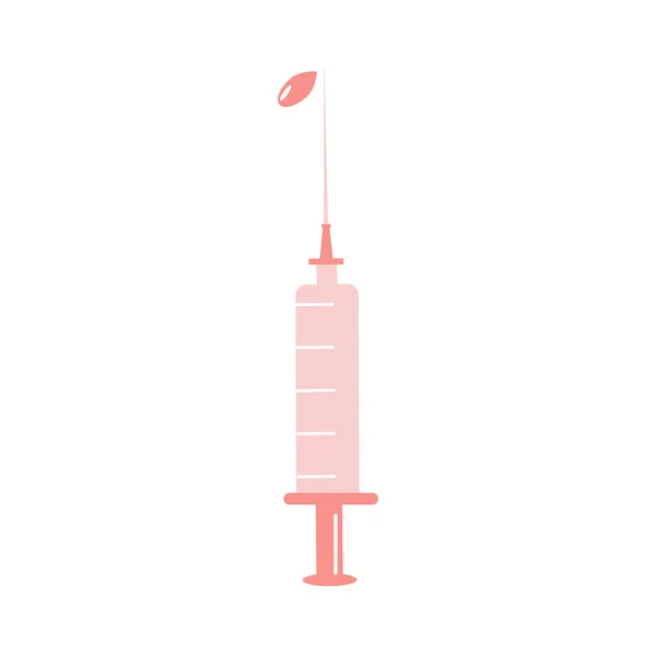 Fogamzásgátló hormonális injekció. Rózsaszín fecskendő védőoltással. Békés oltás. Vektor illusztráció elkülönítve a háttérben. — Stock Vector