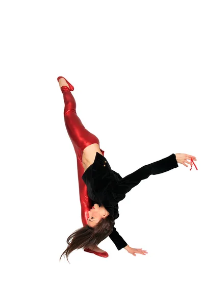 Junge Tänzerin mit Lederjacke — Stockfoto