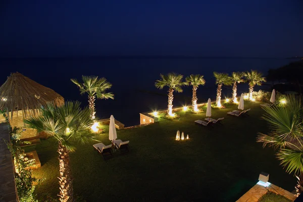 Luxo praia privada ao amanhecer — Fotografia de Stock