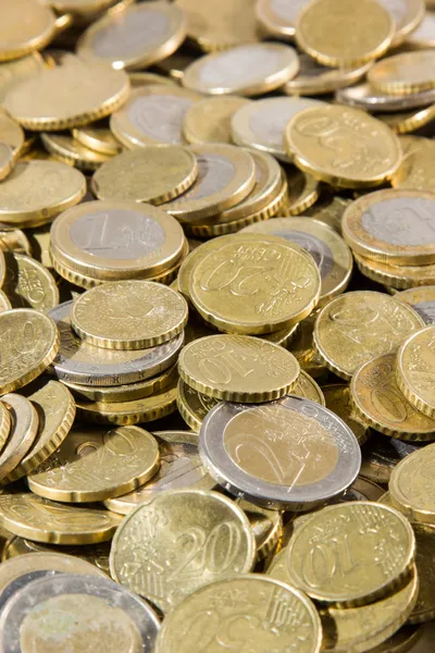 Close up of euros coins heap — Stock Photo, Image