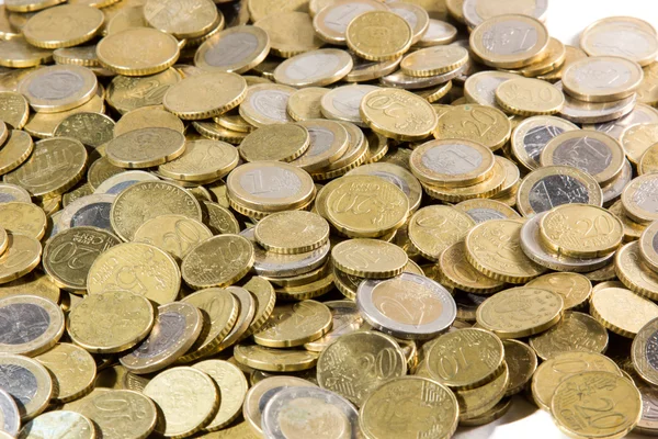 Close up de moedas de euros heap — Fotografia de Stock