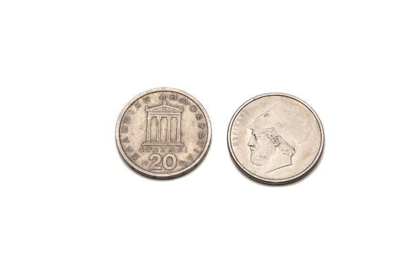 Greek drachma coins — Stock Photo, Image