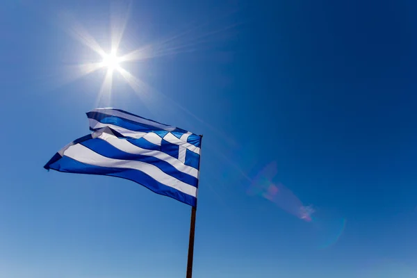 Ελληνική σημαία από τον ήλιο — Φωτογραφία Αρχείου