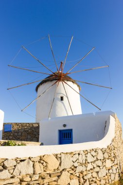 yel değirmeni Mykonos Adası, Yunanistan 