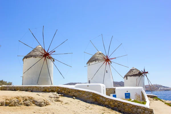 Windmühlen in Mykonos, Griechenland — Stockfoto