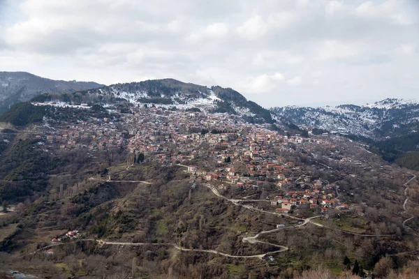 Panoramatický Pohled Metsovo Vesnice Severním Řecku — Stock fotografie