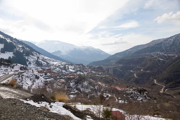 Panoramatický Pohled Metsovo Vesnice Severním Řecku — Stock fotografie