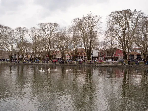 Ioannina Greece February 2018 Lake Ioannina City Nothern Greece Afternoon — Stock Photo, Image