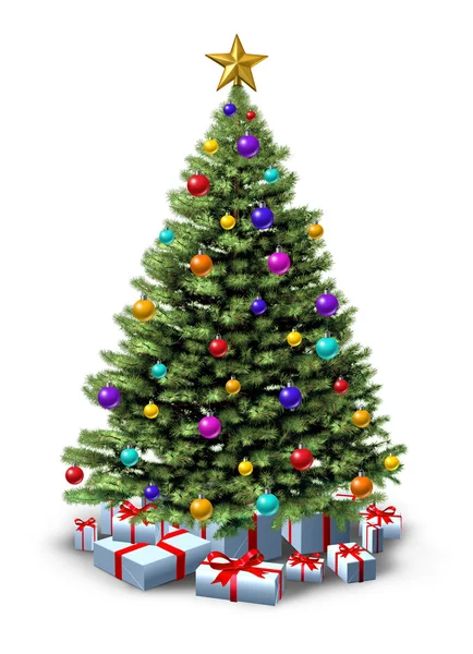 Gedecoreerde kerstboom — Stockfoto