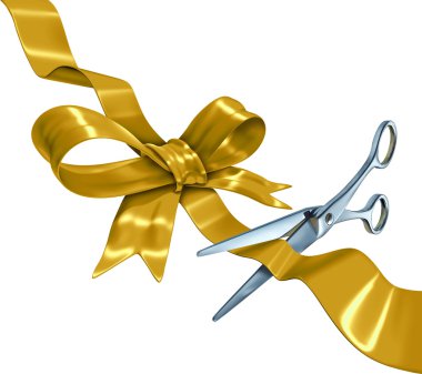 Gold Ribbon Cutting clipart
