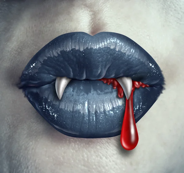 Horror vampier bloedige tanden — Stockfoto