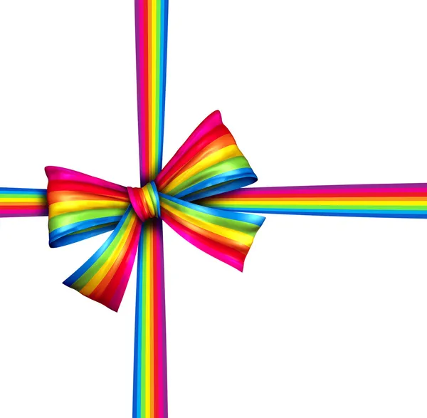 Rainbow Gift Ribbon Bow — Stock Photo, Image