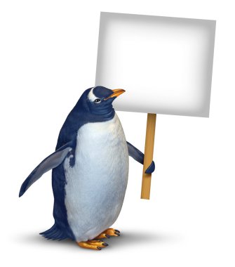 Penguin Holding Sign clipart
