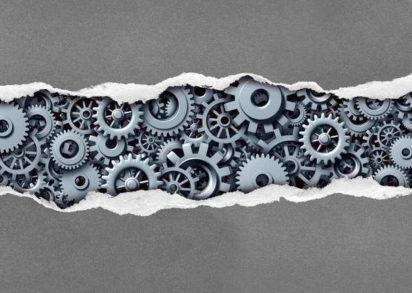 Gizli Dişlileri Ortaya Çıkaran Yırtık Kağıtlar Boyutlu Illüstrasyon Elementleri Olan — Stok fotoğraf
