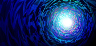 Creative background as a blue abstract extreme perspective design element representing time travel or Psychedelic and hallucinogenic consciousness trip as a 3D illustration. clipart