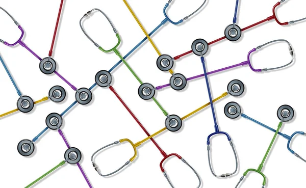 Health System Network Telemedicine Connected Doctor Services Group Stethoscope Hospital — Stock Photo, Image