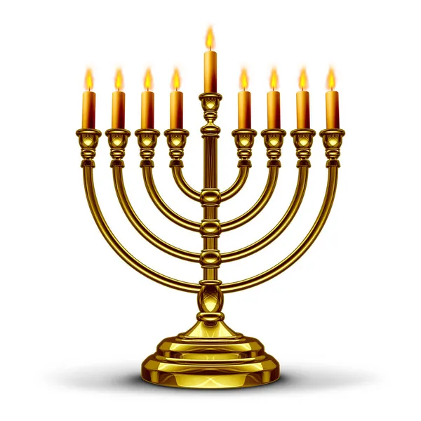 Chanoeka Menorah Symbool Chanoeka Kandelaar Met Aangestoken Kaarsen Als Een — Stockfoto