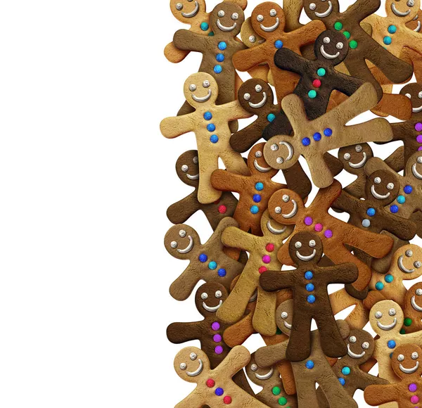 Gingerbread Man Cookie Group Selama Musim Liburan Sebagai Kue Manis — Stok Foto