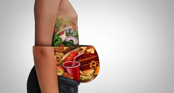 Abnehmen Und Ernährung Als Ungesunde Ernährung Oder Gesunde Ernährung Mit — Stockfoto