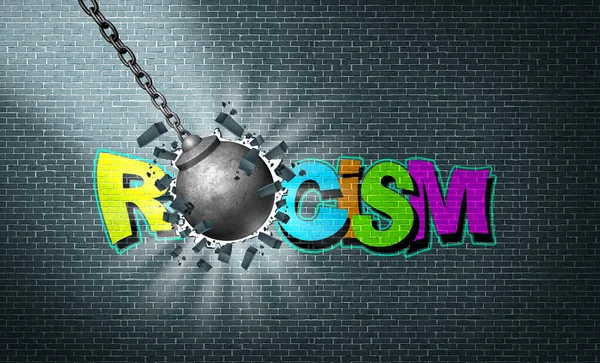 Destroy Racism Concept Breaking Walls Racist Acts Antiracist Stop Racist — Foto Stock