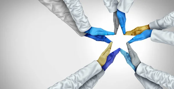 Medical Star Heroes Hospital Worker Hero Physicians Joining Hands Forming — Stock Photo, Image