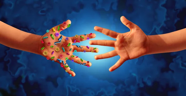 Contagious Disease Transmission Infectious Diseases Spread Hygiene Concept Hands Full — Stok fotoğraf