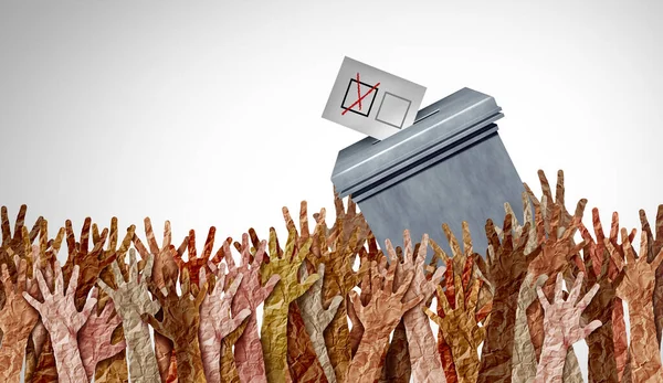 Rösträtt Och Rösträtt Valbegreppet Som Symbol För Väljare Med Olika — Stockfoto