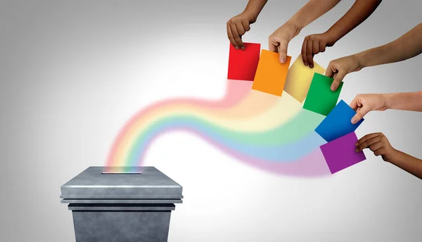 Mångfald Röstningskoncept Och Samhälls Väljare Eller Homosexuella Rättigheter Stolthet Röstning — Stockfoto