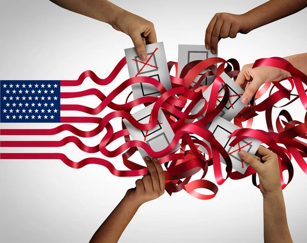 Wahlverwirrung Den Vereinigten Staaten Und Gemeinschaftsabstimmung Oder Wahlkrisenkonzept Als Hände — Stockfoto
