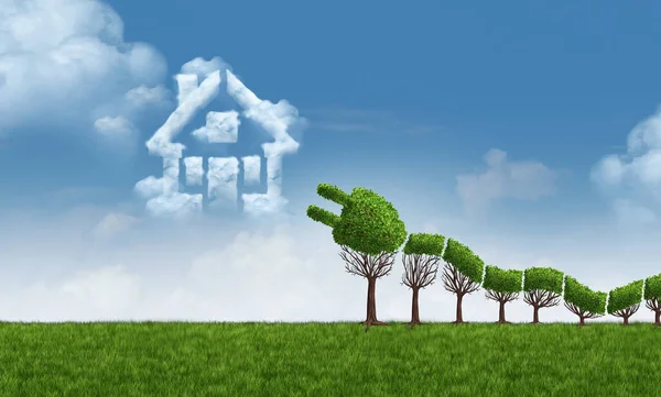 Green Electric Home Energy Idea Home Solar Renewable Eco Power — Stock Photo, Image