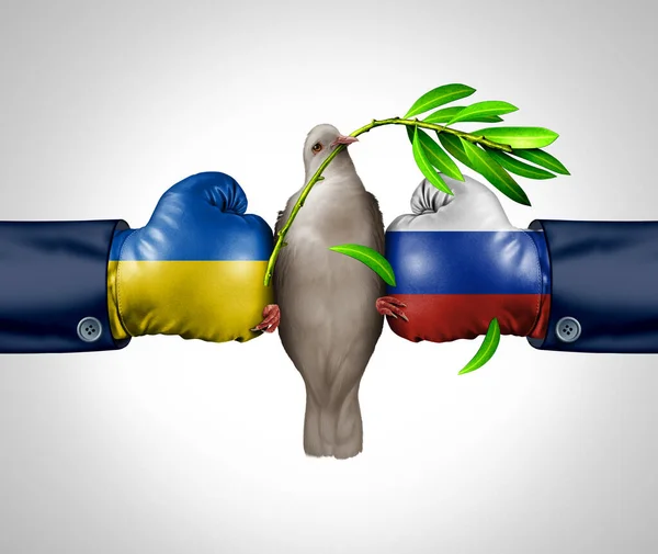 作为欧洲安全概念的乌克兰和乌克兰之间的地缘政治冲突 俄罗斯和乌克兰之间的紧张关系源于政治争端 并找到了一个3D图解式的外交协议 — 图库照片
