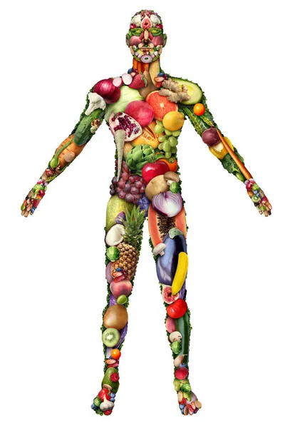 Human Body Made Fruit Vegetables Eating Healthy Vegan Veganism Natural — Stock Photo, Image